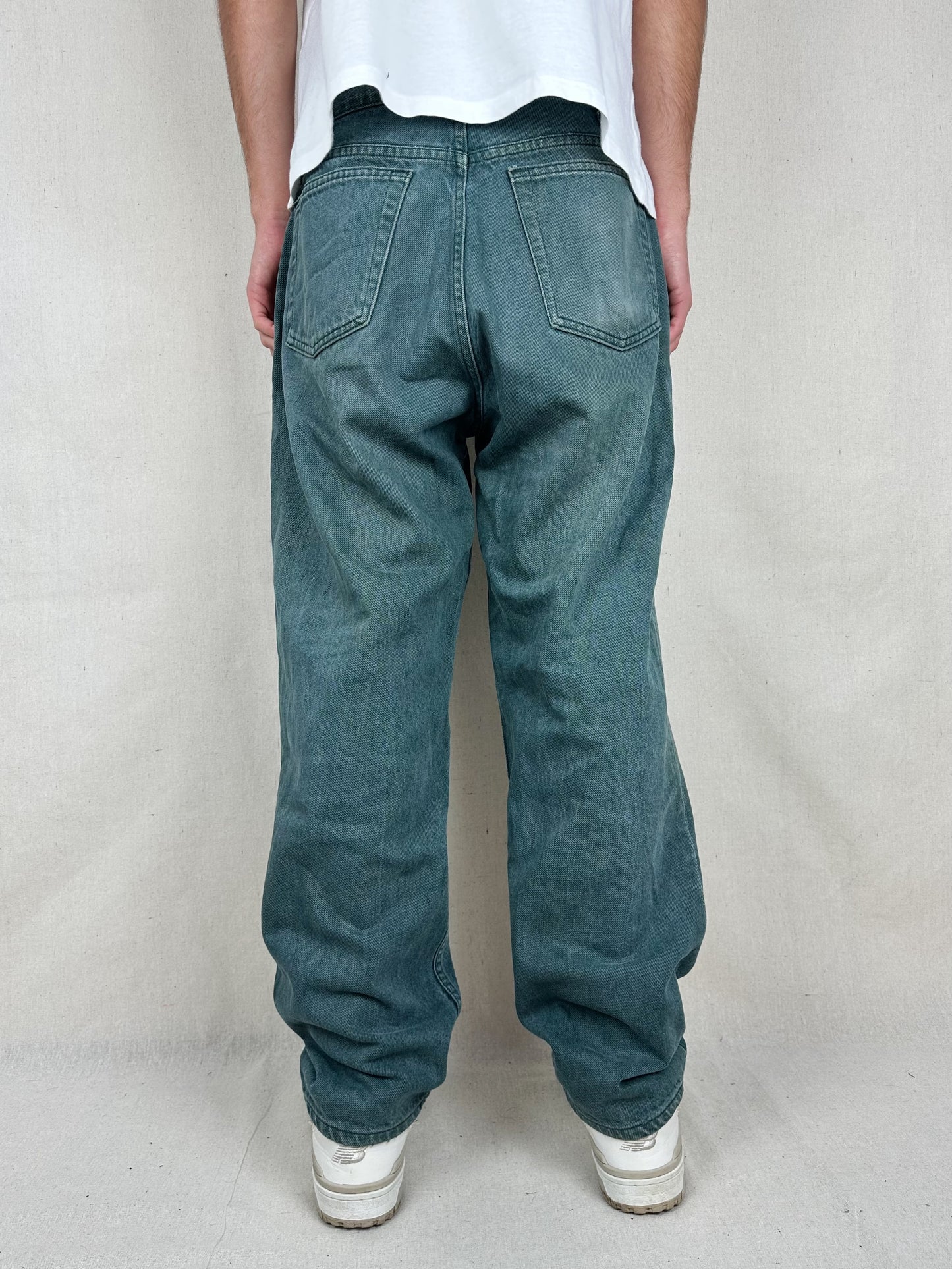 90's Vintage Turquoise Jeans Size 36x30
