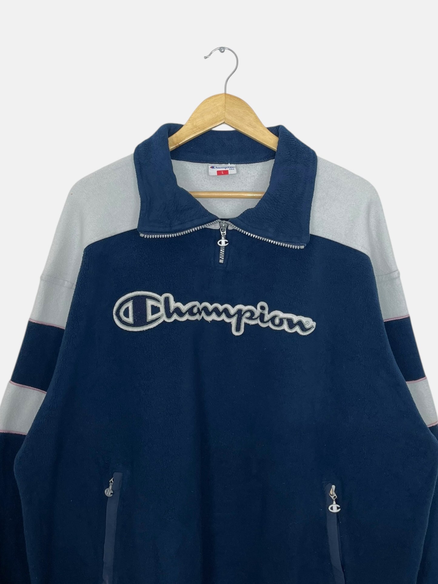 90's Champion Embroidered Vintage Fleece Quarter-zip Sweatshirt Size XL-2XL