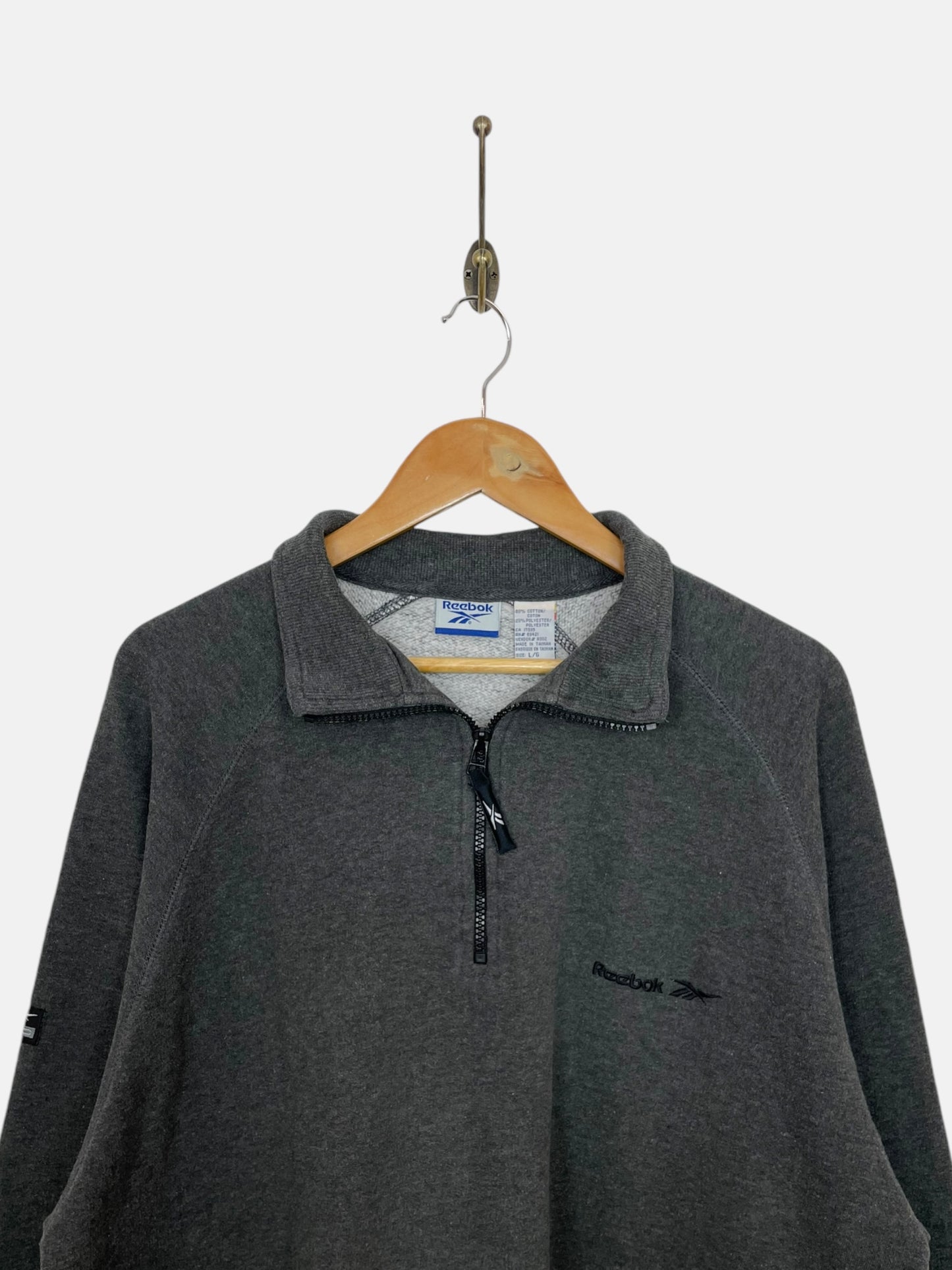 90's Reebok Embroidered Quarterzip Sweatshirt Size L