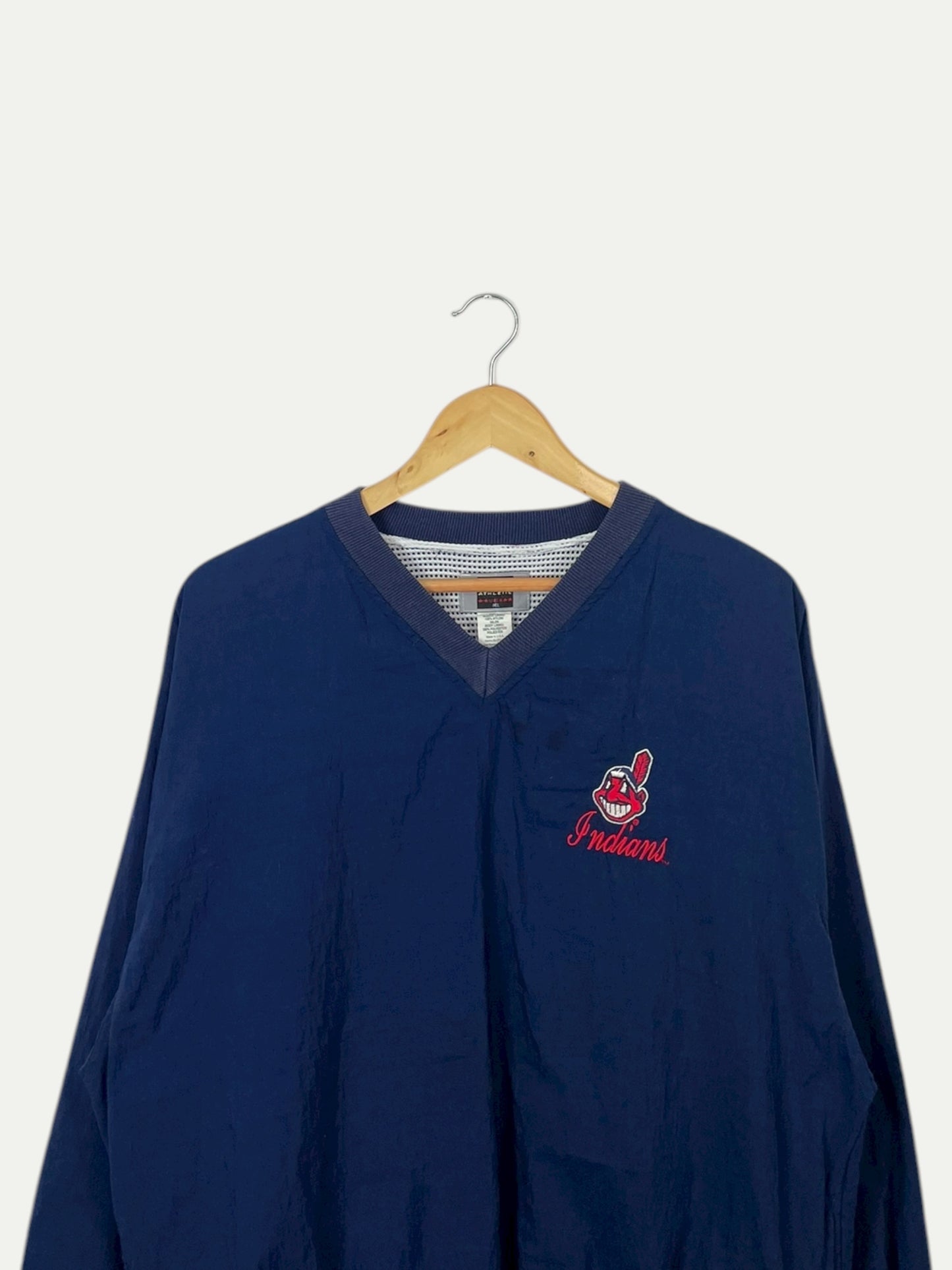 90's Indians Embroidered Vintage Pull-over Jacket Size L