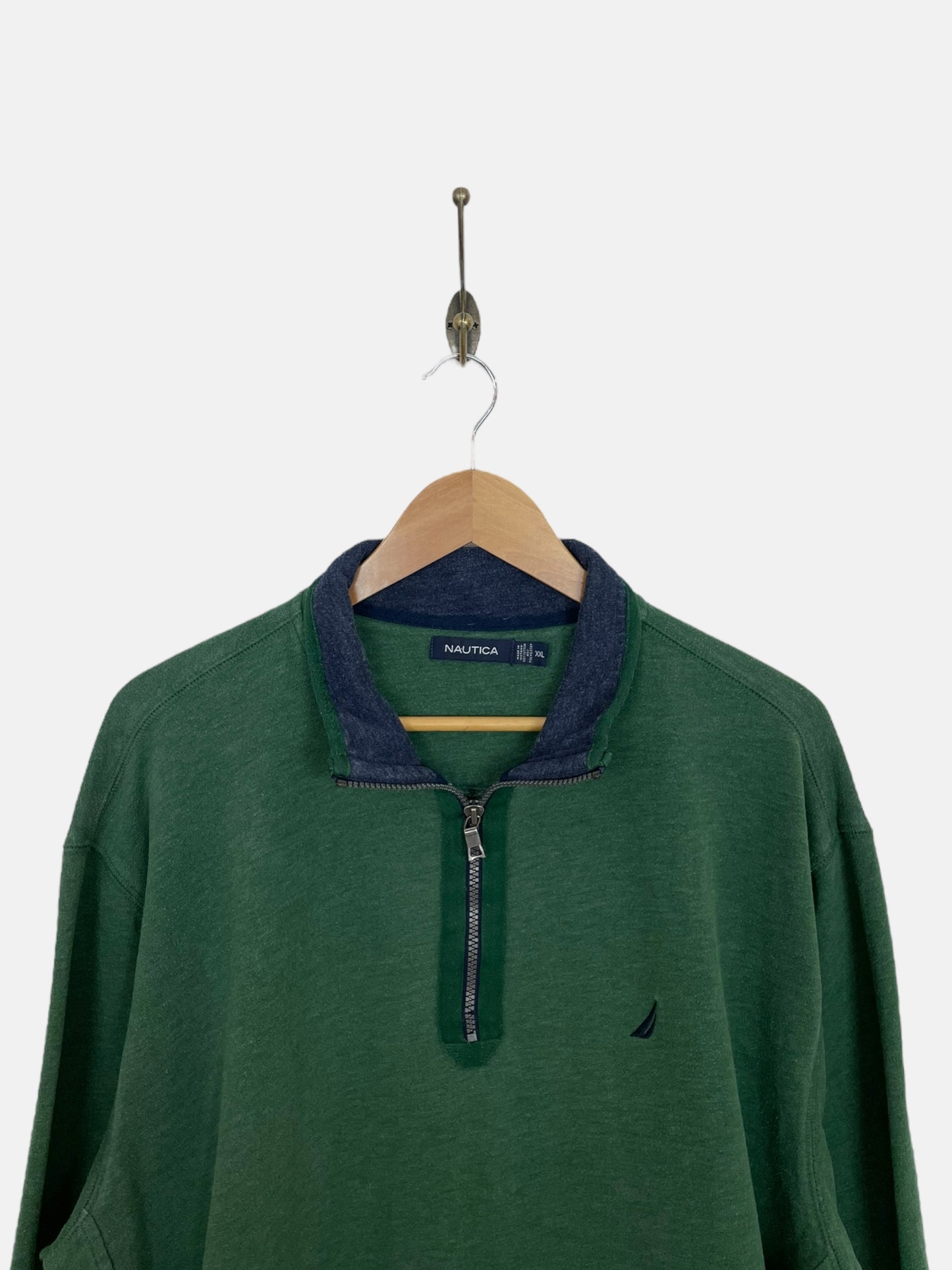 90's Nautica Embroidered Vintage Quarter-zip Sweater Size 2XL