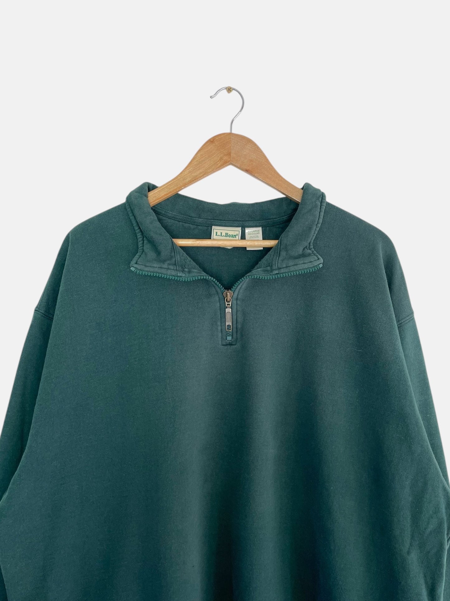 90's L.L.Bean Plain Vintage Quarter-zip Sweatshirt Size XL-2XL