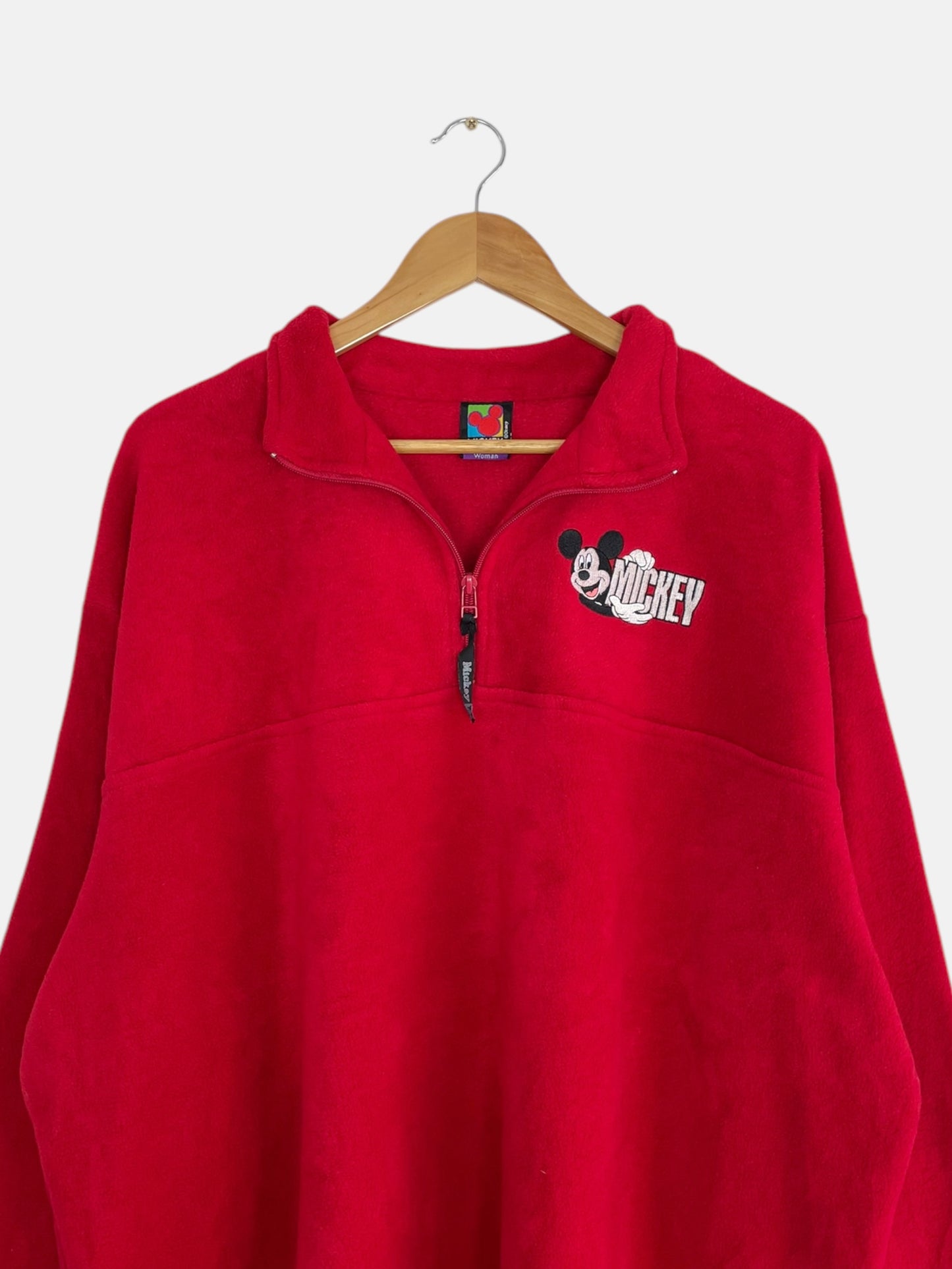 90's Mickey Mouse Embroidered Vintage Fleece Quarter-zip Sweatshirt Size 2XL-3XL