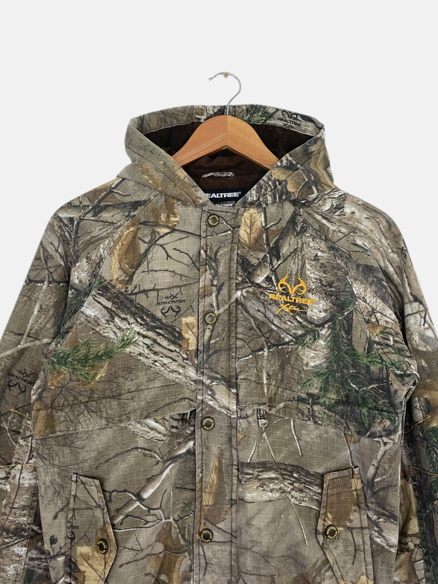 90's Youth Realtree Embroidered Vintage Lined Hooded Jacket Size L