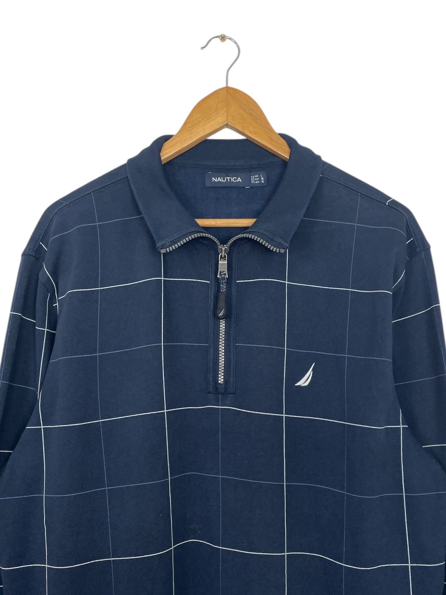 90's Nautica Embroidered Vintage Quarter-zip Sweatshirt Size XL