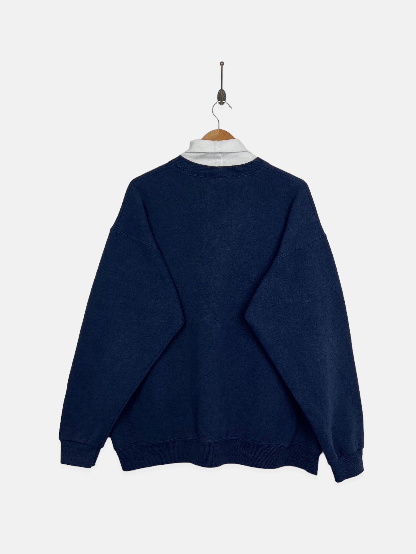 90's Frankfurt USA Made Embroidered Vintage Mock-Neck Sweatshirt Size L-XL