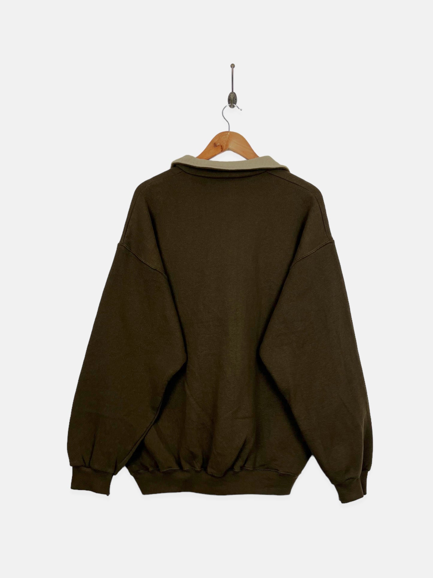 90's Brown Vintage Quarterzip Sweatshirt Size L-XL