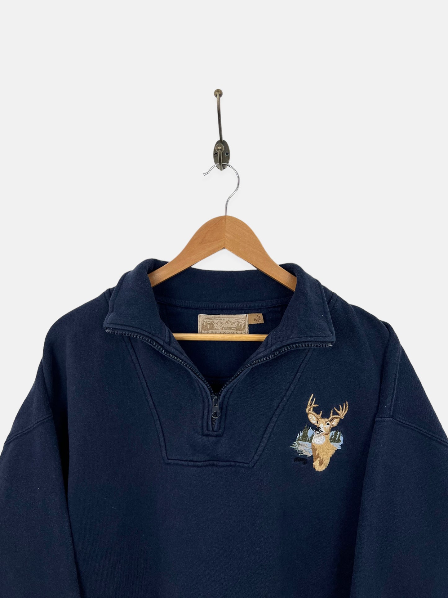 90's Big Buck Embroidered Vintage Quarterzip Sweatshirt Size XL