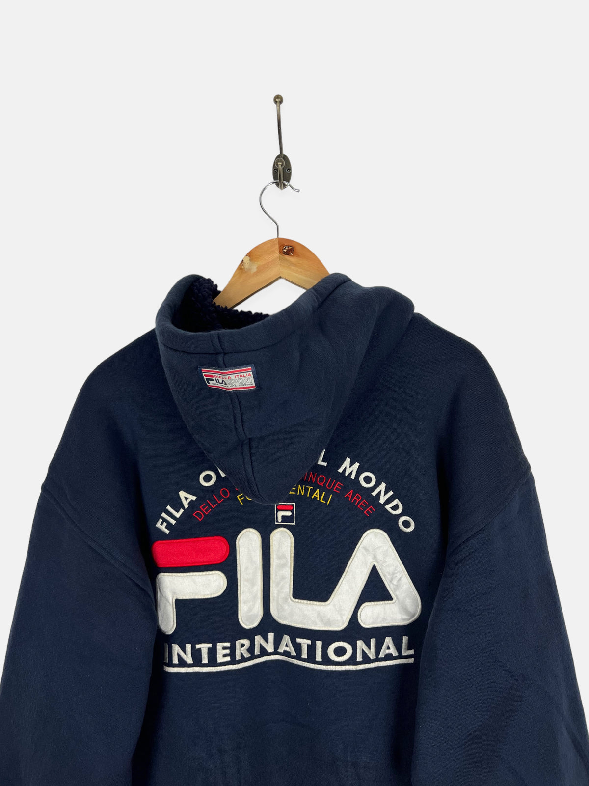 90's Fila Sherpa Lined Embroidered Vintage Zip-Up Hoodie Size L