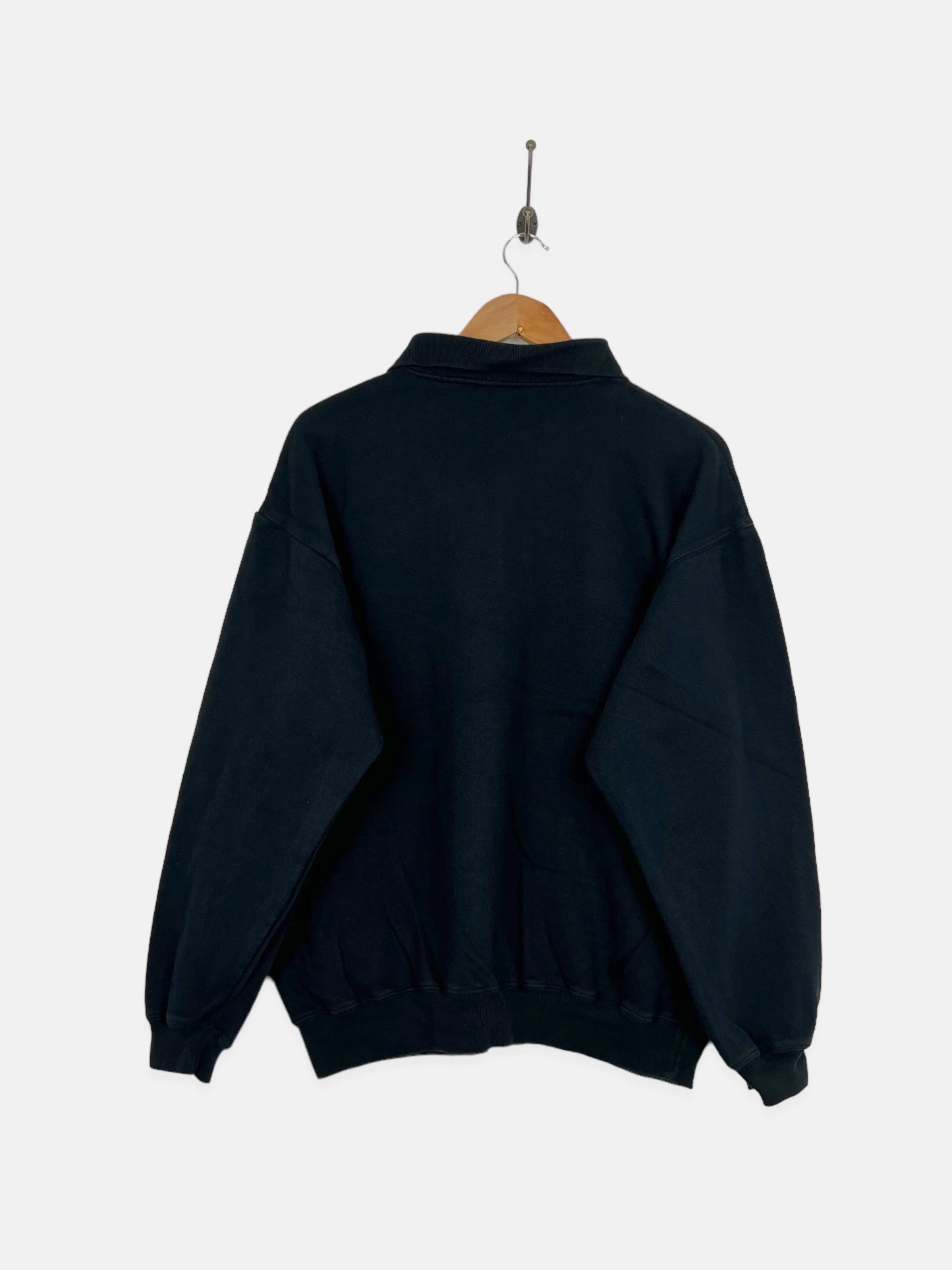 90's Basic Style Embroidered Vintage Collared Sweatshirt Size M