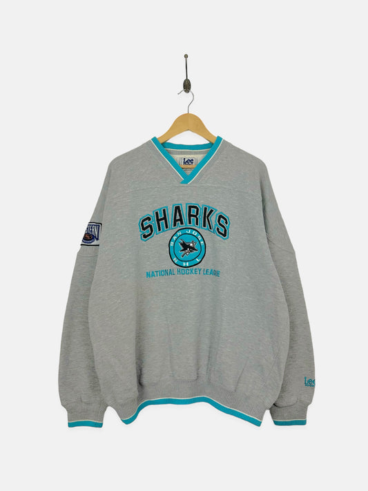 90's San Jose Sharks NHL Embroidered Vintage Sweatshirt Size XL