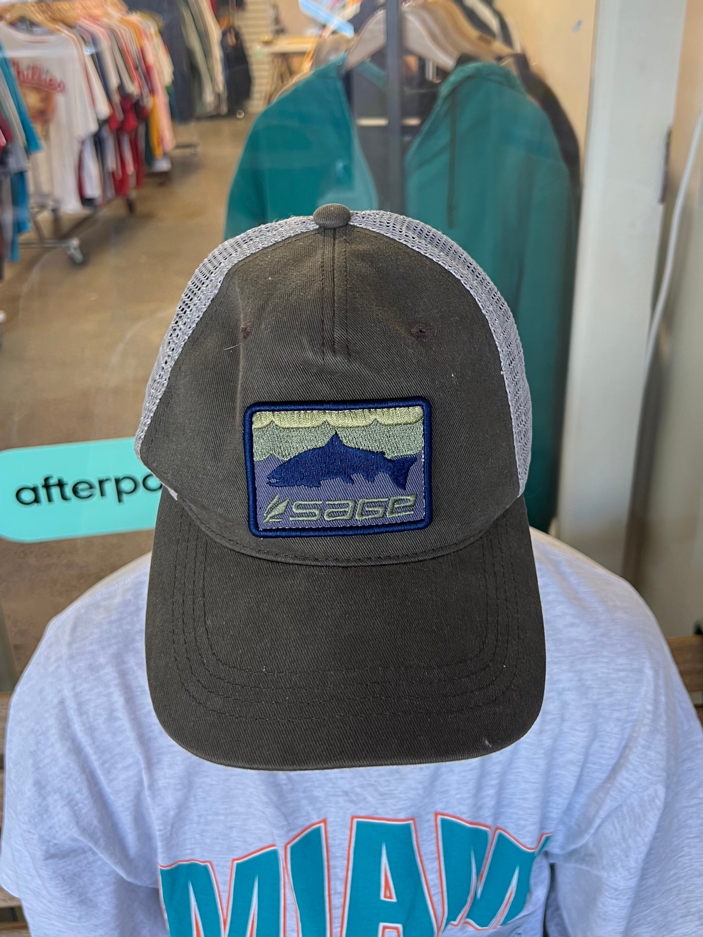 90's Sage Mesh Back Embroidered Vintage Cap