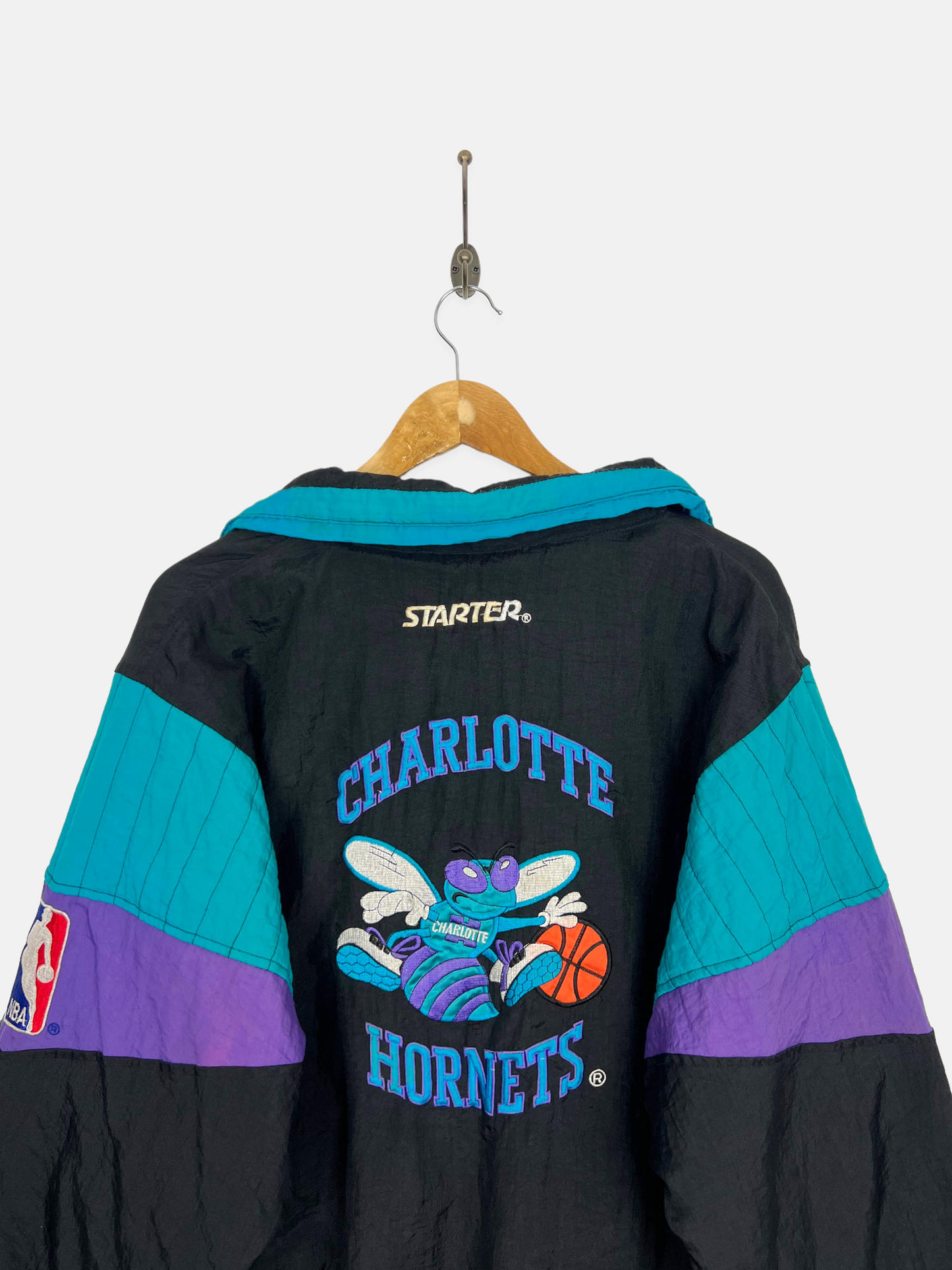 90's Charlotte Hornets NBA Starter Embroidered Vintage Puffer Jacket Size 14