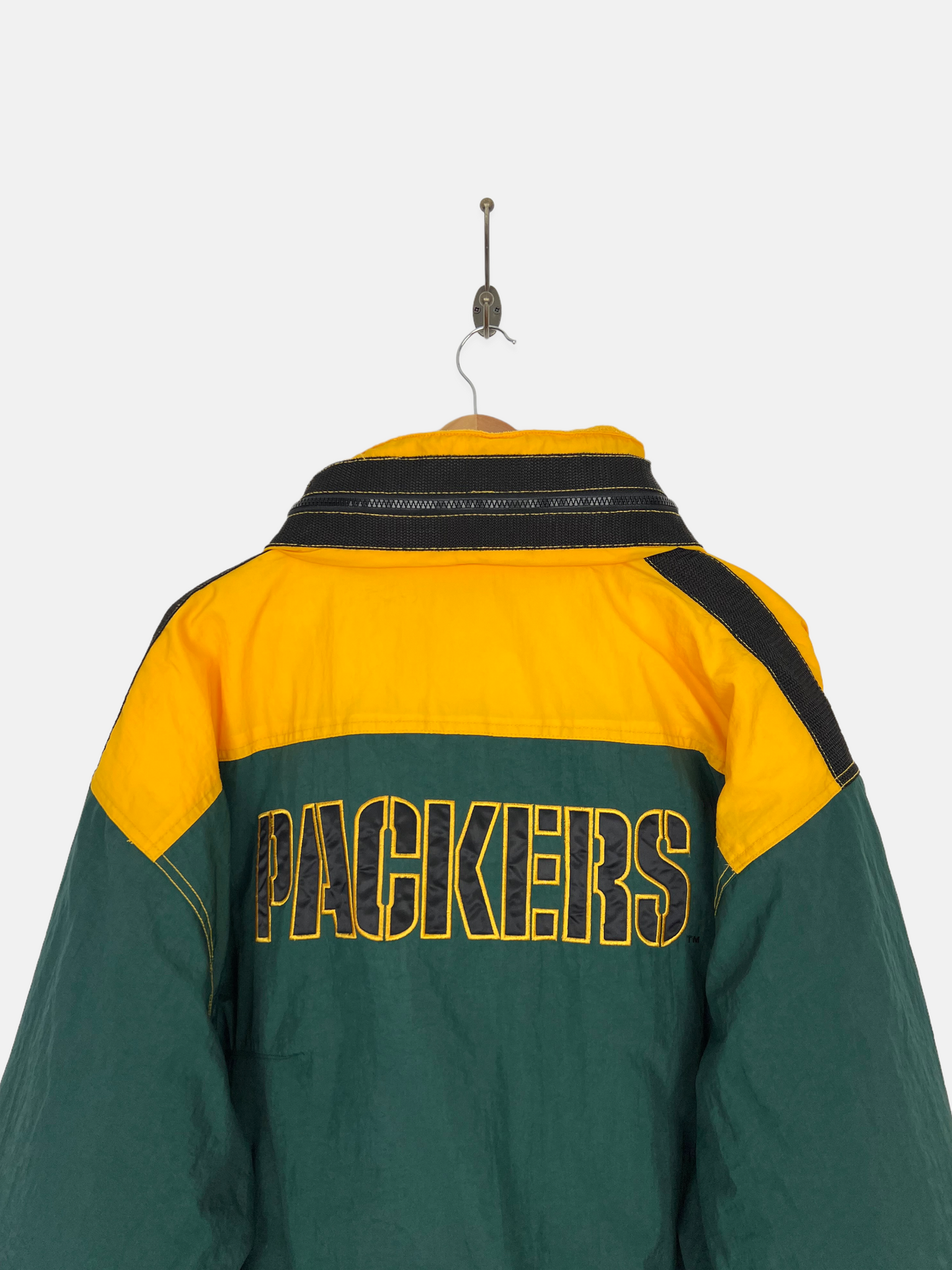 90's Green Bay Packers NFL Champion Embroidered Vintage Puffer Jacket with Hood Size 2-3XL