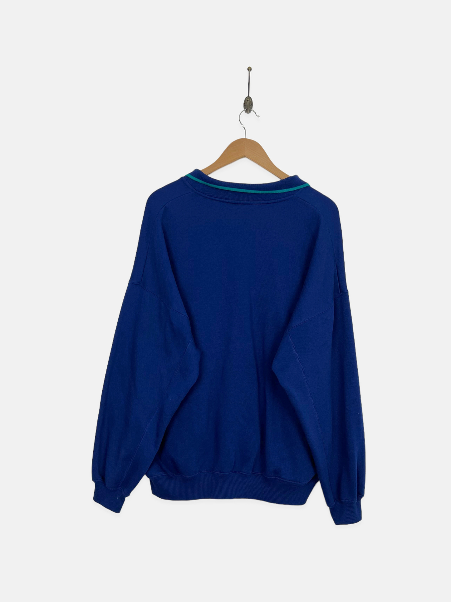 90's Fishing Embroidered Vintage Collared Sweatshirt Size L