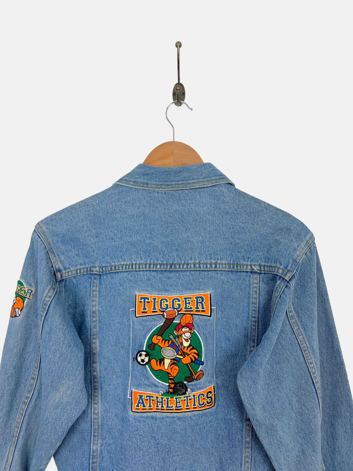 90's Disney Tigger Athletics Embroidered Vintage Denim Jacket Size 4-6