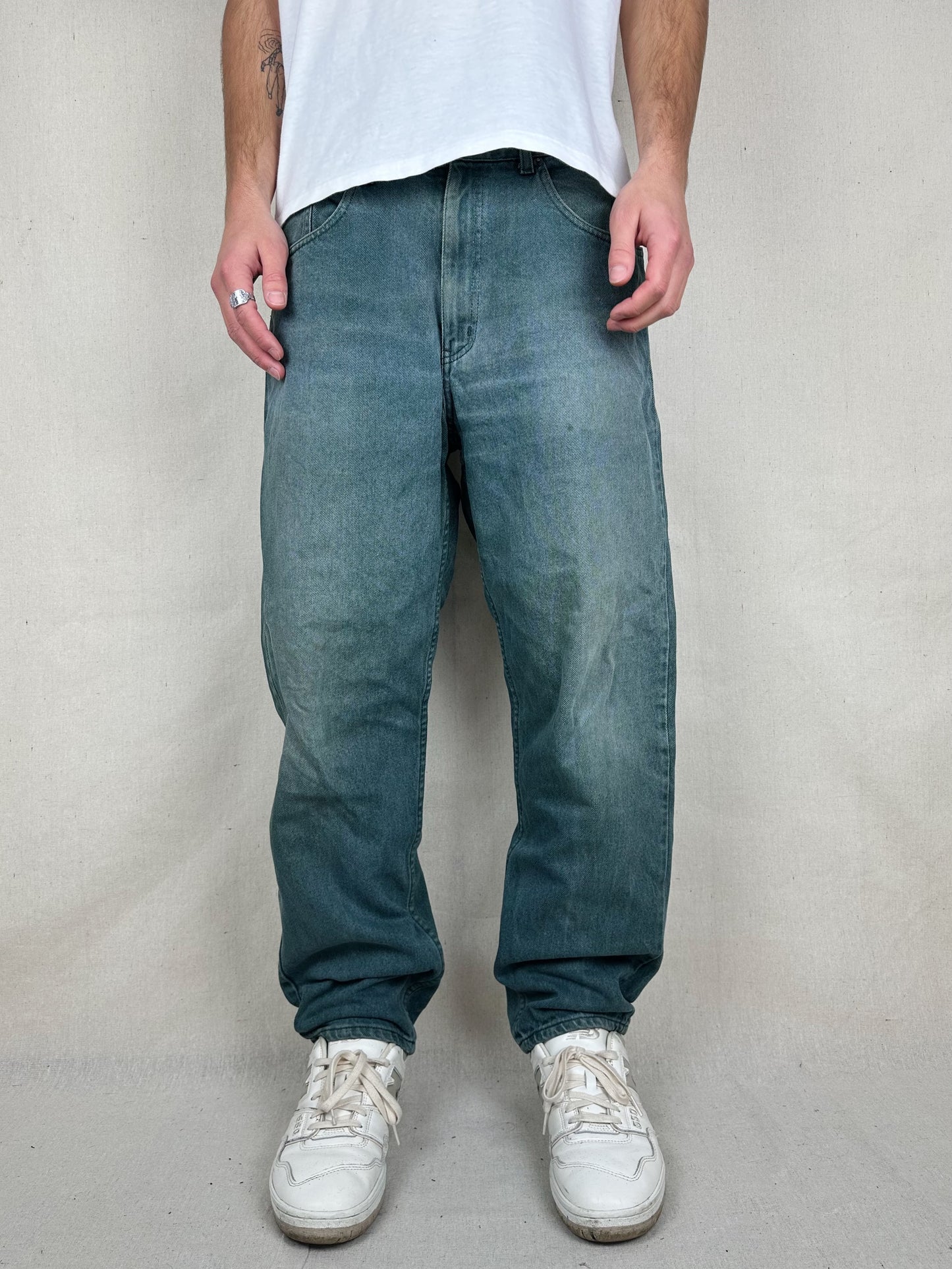 90's Vintage Turquoise Jeans Size 36x30