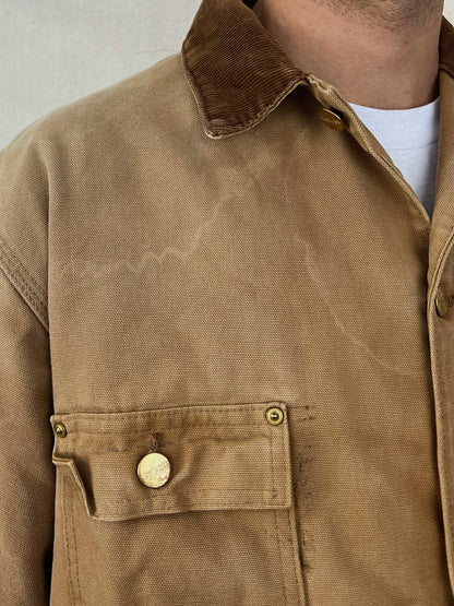 90's Carhartt Heavy Duty Lined Vintage Corduroy Collar Jacket Size L