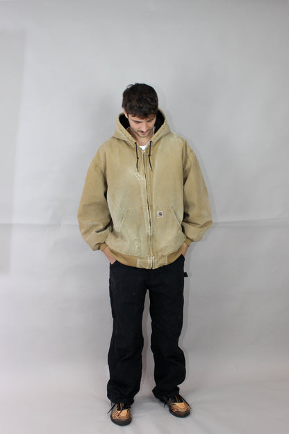 90's Distressed Carhartt Heavy Duty Vintage Jacket with Hood Size 2-3XL