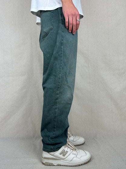 90's Vintage Turquoise Jeans Size 36x30