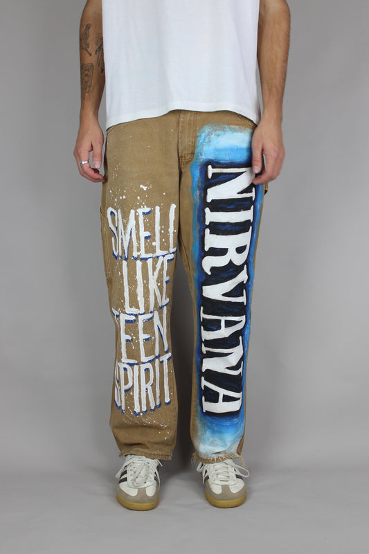 90's Nirvana Painted Vintage Carpenter Jeans Size 32x30