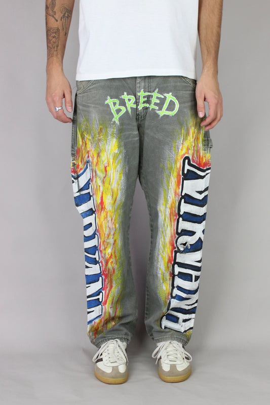 90's Nirvana Painted Vintage Carpenter Jeans Size 34x30