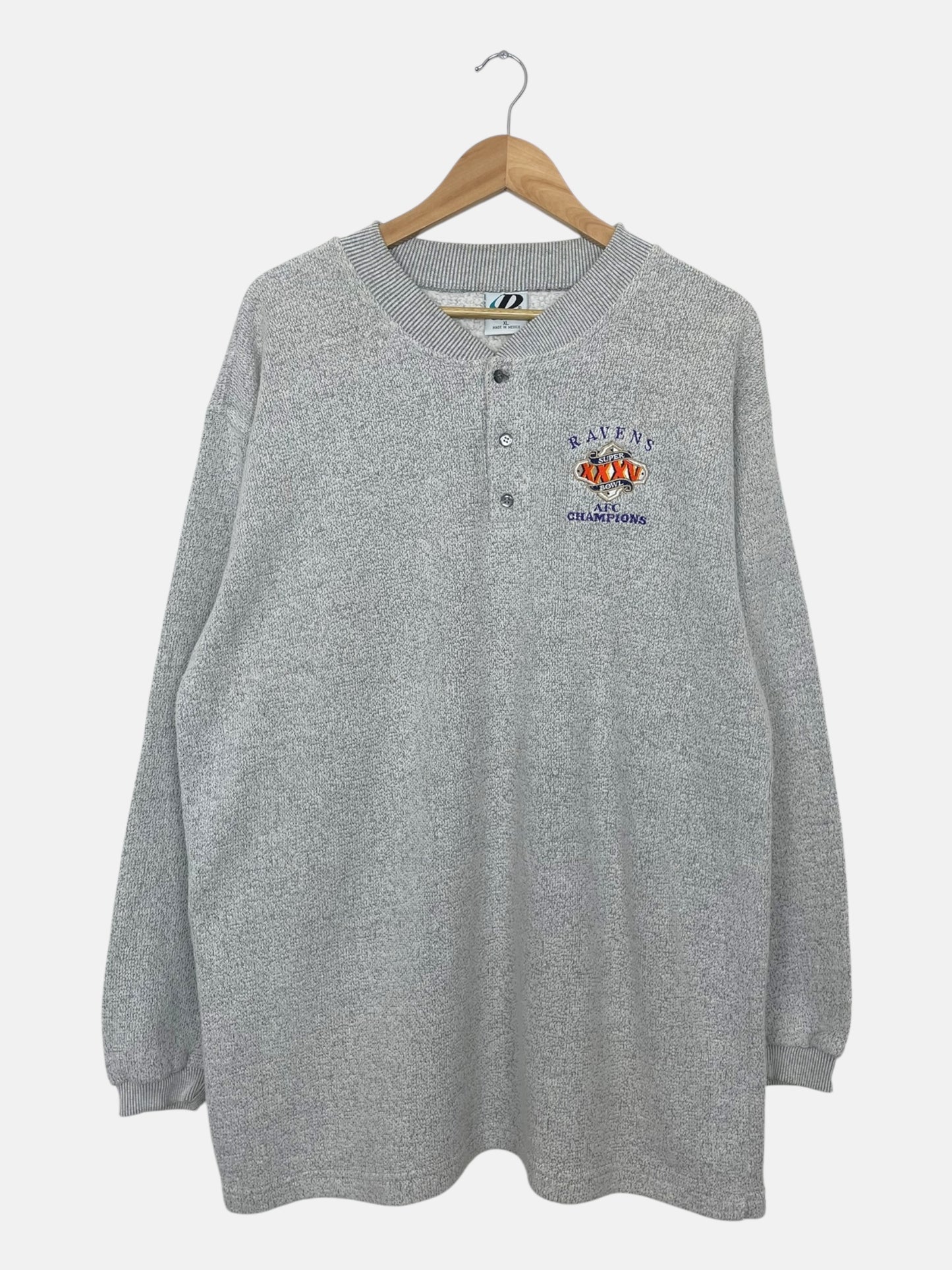 90's Ravens AFC Champions Embroidered Vintage Button-up Sweatshirt Size 2XL