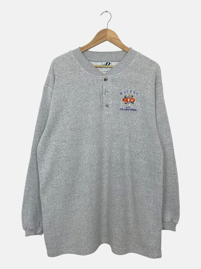 90's Ravens AFC Champions Embroidered Vintage Button-up Sweatshirt Size 2XL