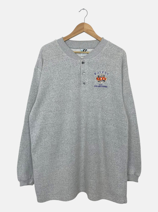 90's Ravens AFC Champions Embroidered Vintage Button-up Sweatshirt Size 2XL
