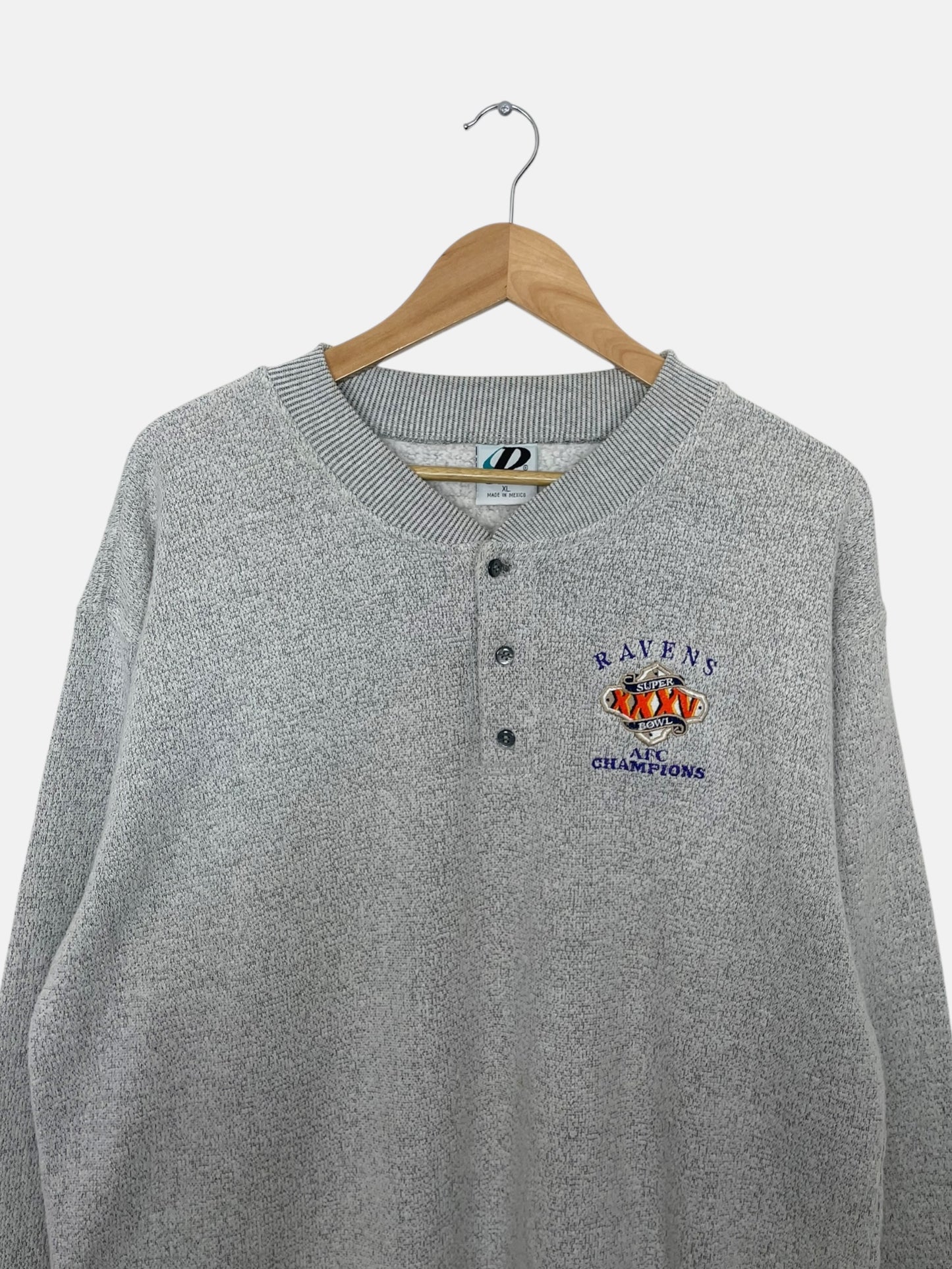 90's Ravens AFC Champions Embroidered Vintage Button-up Sweatshirt Size 2XL