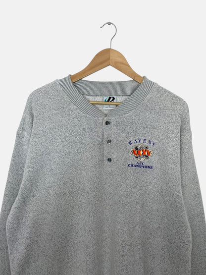 90's Ravens AFC Champions Embroidered Vintage Button-up Sweatshirt Size 2XL