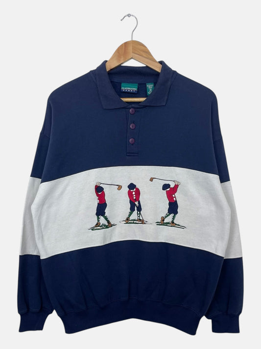 90's Golf Embroidered Vintage Button-up Collar Sweatshirt Size XL