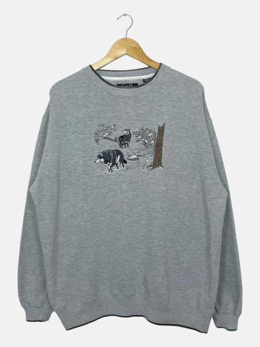 90's Croft & Barrow Wolf Embroidered Vintage Sweatshirt Size L-XL