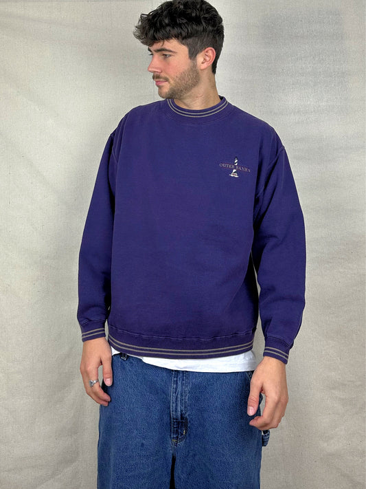 90's Outer Banks Embroidered Vintage Sweatshirt Size M