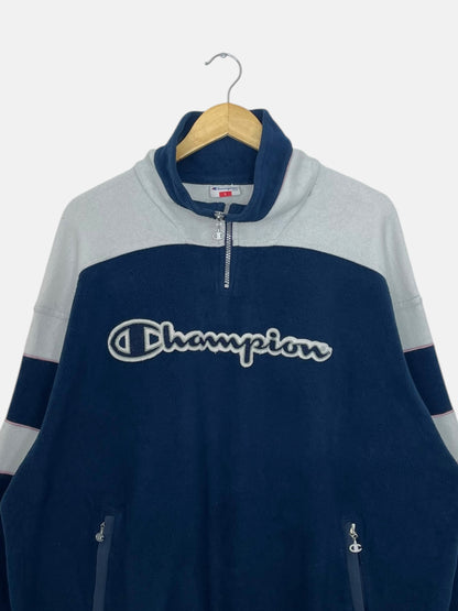 90's Champion Embroidered Vintage Fleece Quarter-zip Sweatshirt Size XL-2XL
