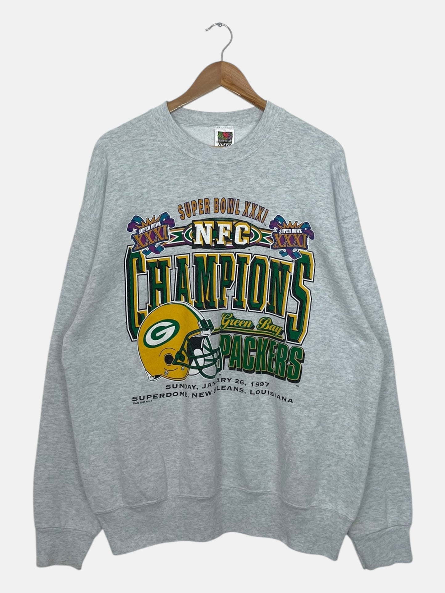 90's Green Bay Packers NFC Champions Vintage Sweatshirt Size XL-2XL