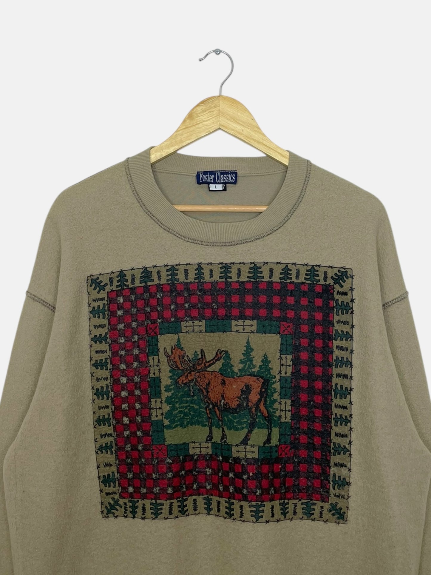 90's Foster Classics Moose Textured Vintage Sweatshirt Size L