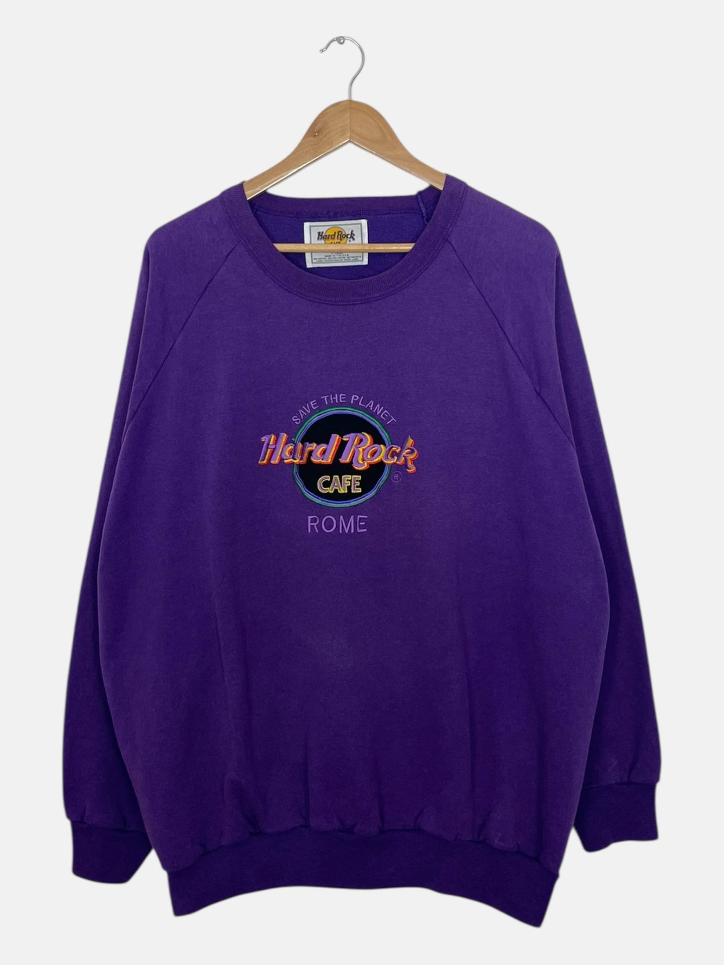 90's Hard Rock Cafe Rome Embroidered Vintage Sweatshirt Size XL
