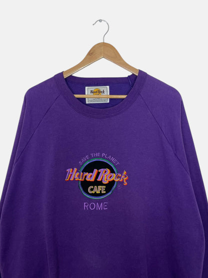 90's Hard Rock Cafe Rome Embroidered Vintage Sweatshirt Size XL