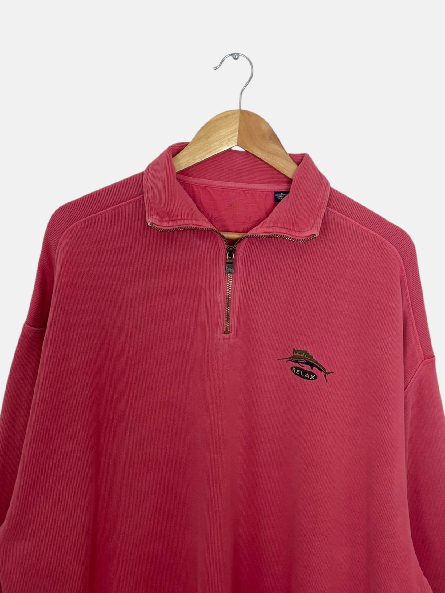 90's Relax Embroidered Vintage Quarter-zip Sweatshirt Size 2XL