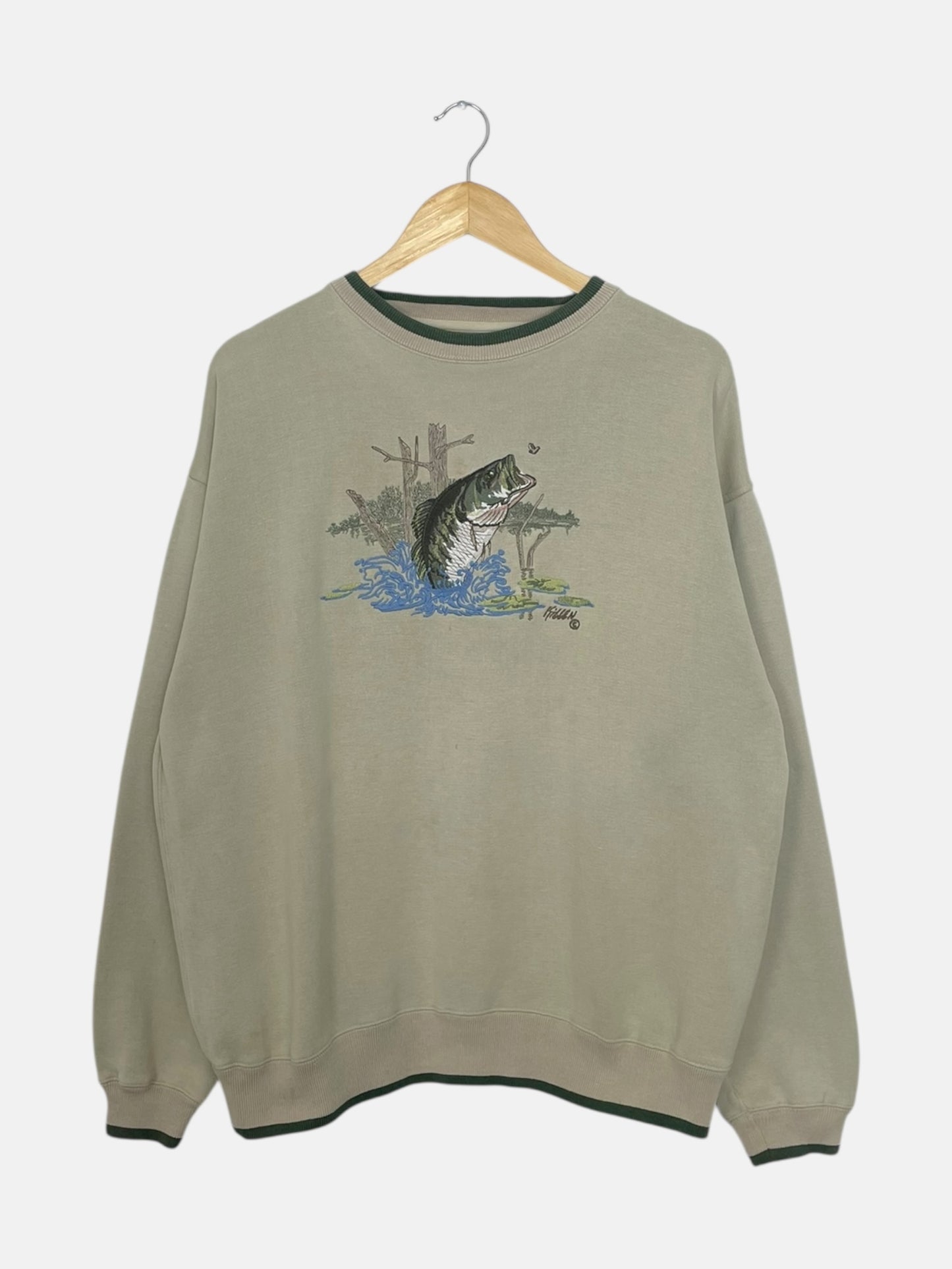 90's Croft & Barrow Fish Embroidered Vintage Sweatshirt Size XL