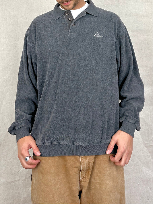 90's Oak Tree USA Made Embroidered Vintage Collared Sweatshirt Size L