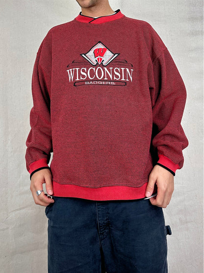 90's Wisconsin Badgers Embroidered Vintage Sweatshirt Size L-XL