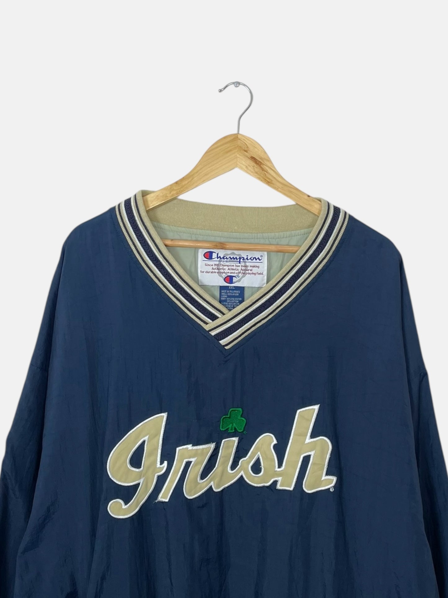 90's Champion Notre Dame Embroidered Vintage Pull-over Jacket Size 2XL-3XL