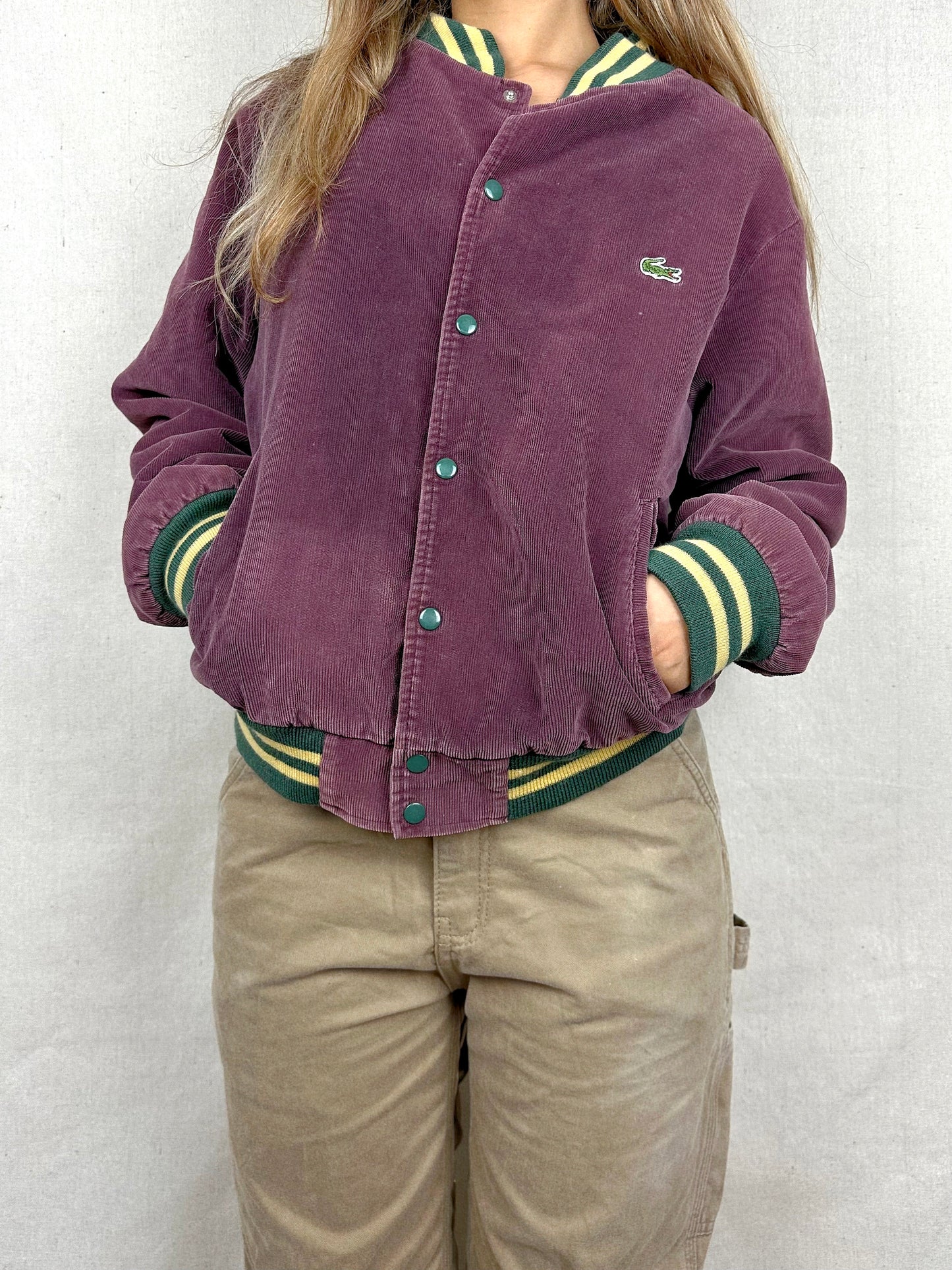 90's Lacoste Embroidered Corduroy Jacket Size 14
