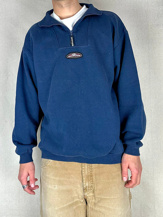 90's Beach Crew Australia Embroidered Vintage Quarterzip Sweatshirt Size L