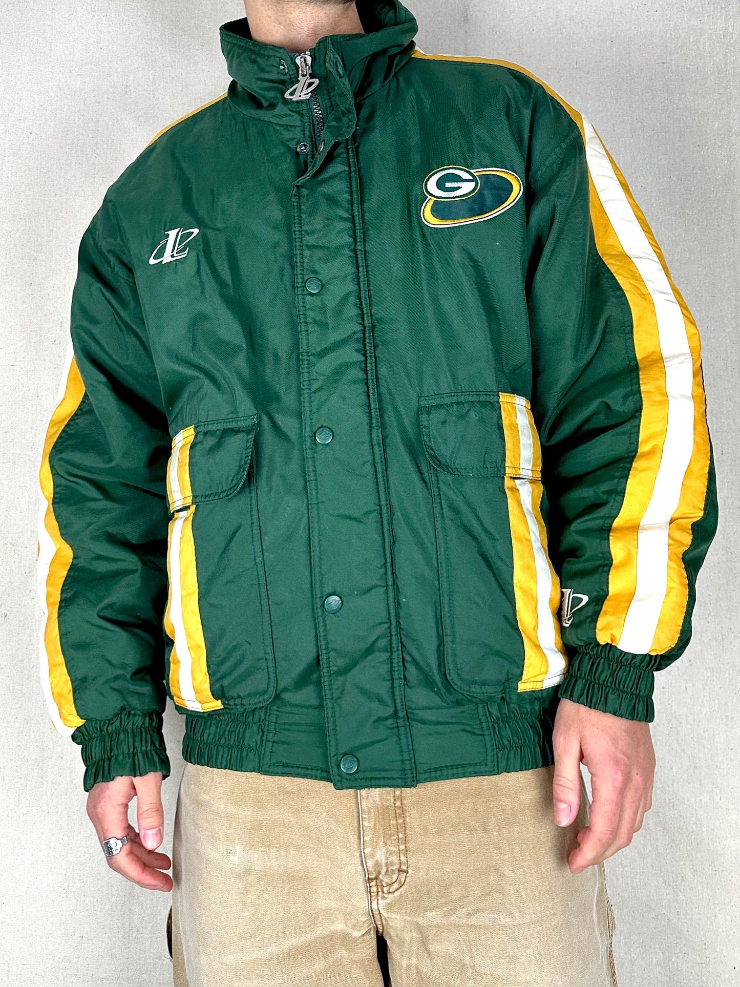 90's Green Bay Packers NFL Embroidered Puffer Jacket Size L