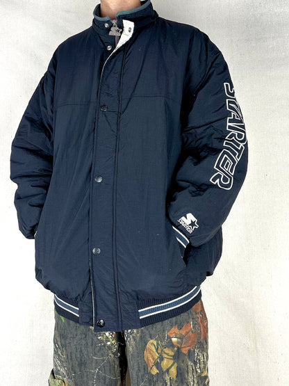 90's Starter Embroidered Fleece Lined Vintage Puffer Jacket Size XL