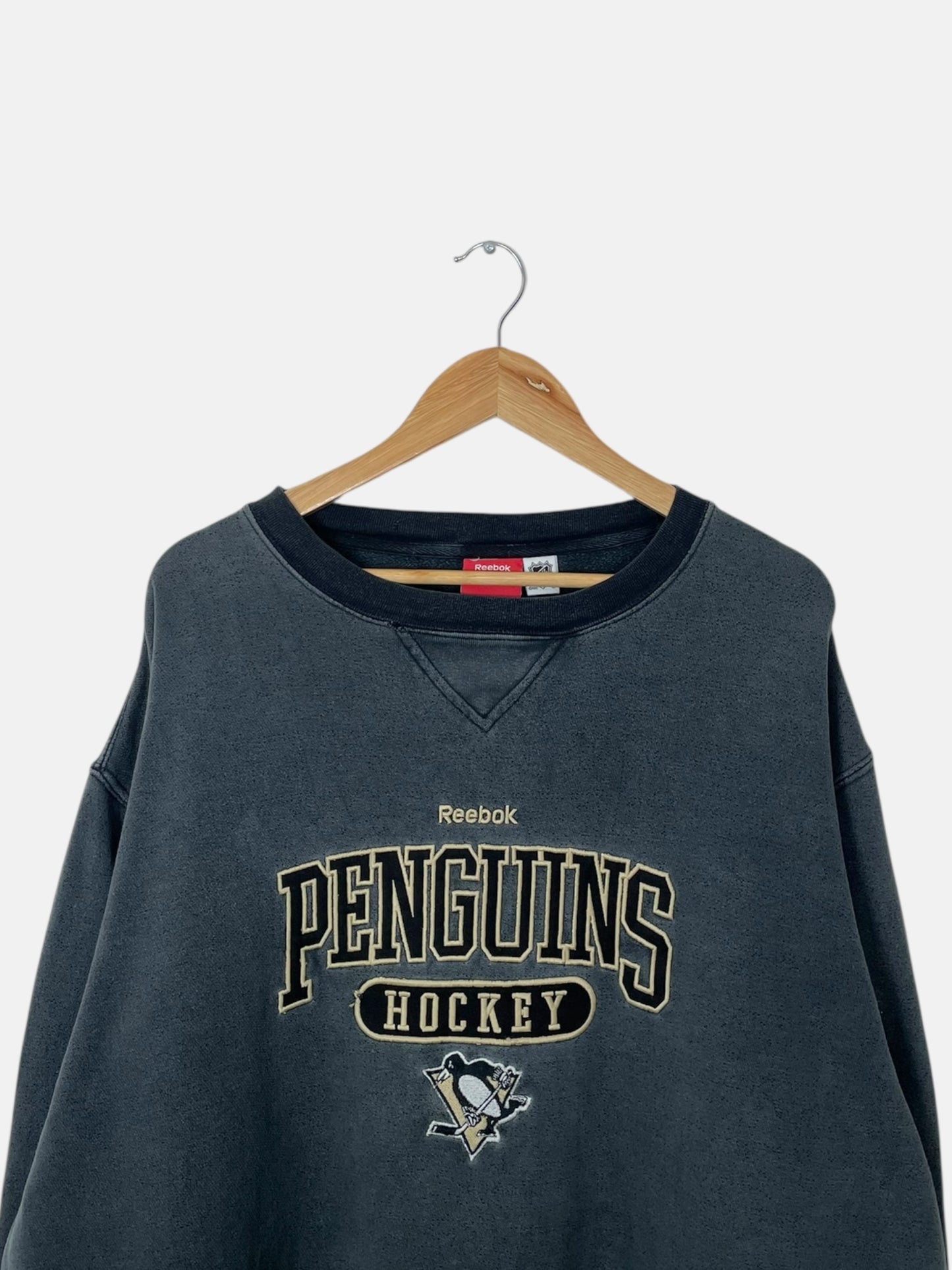 90's Reebok Penguins Hockey Embroidered Vintage Sweatshirt Size 2XL