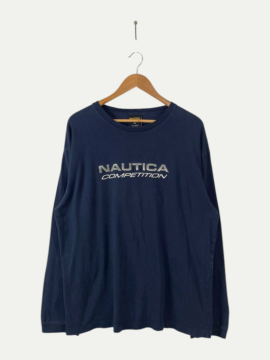 90's Nautica Competition Long-sleeve Vintage T-Shirt Size XL